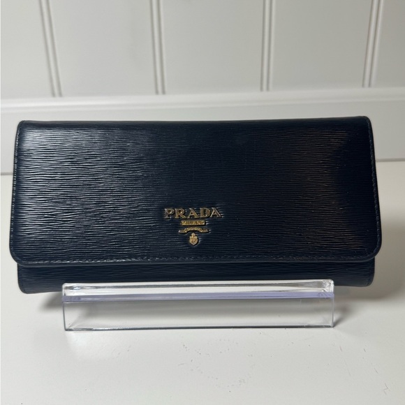 Prada Handbags - Prada Saffiano Lux Leather Continental Wallet with Gold Hardware